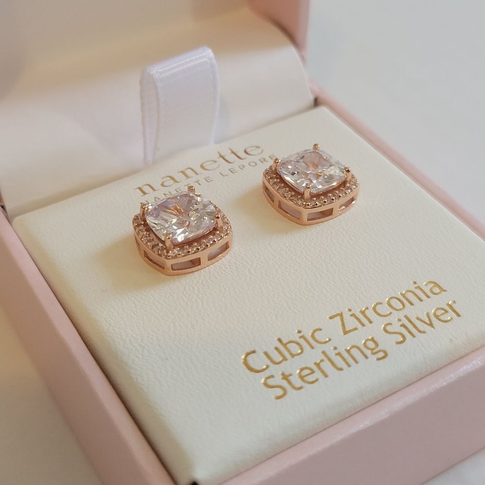 NEW Nanette Lepore Rose Gold Cubic Zirconia Earrings
